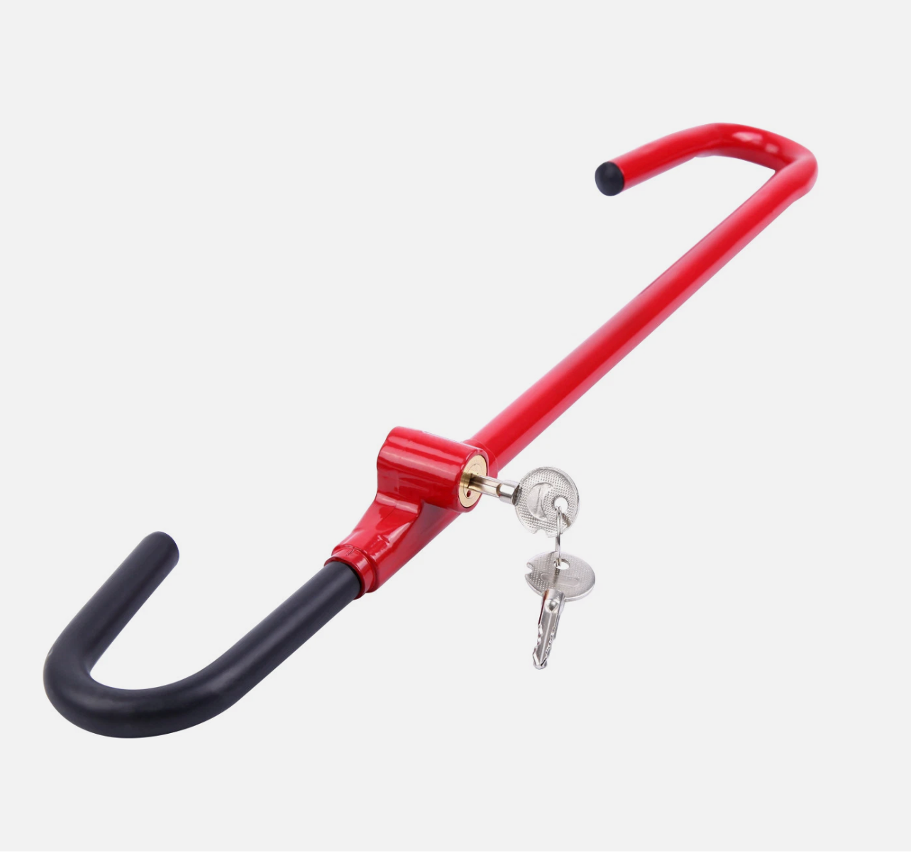 Red steering wheel to brake pedal lock