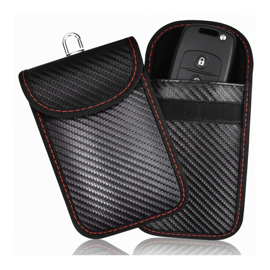Signal blocking faraday key case with a key fob inside 